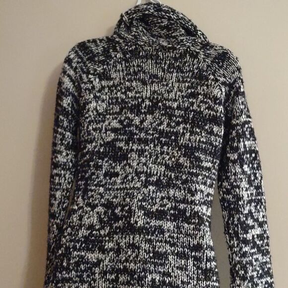 Silvia Novelli Women's size S chunky cozy sweater cowl neck black‎ white - Picture 4 of 5